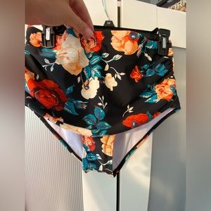 High waisted bathing suit bottom, scrunched belly